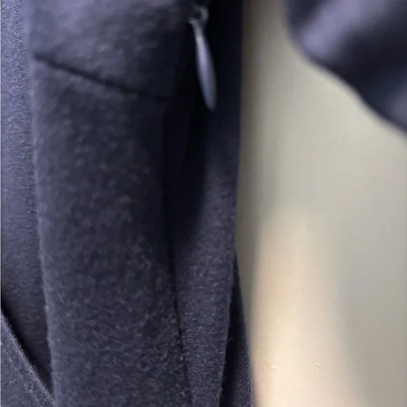 Navy Faux Wrap Cotton Blend Dress - Picture 8 of 8